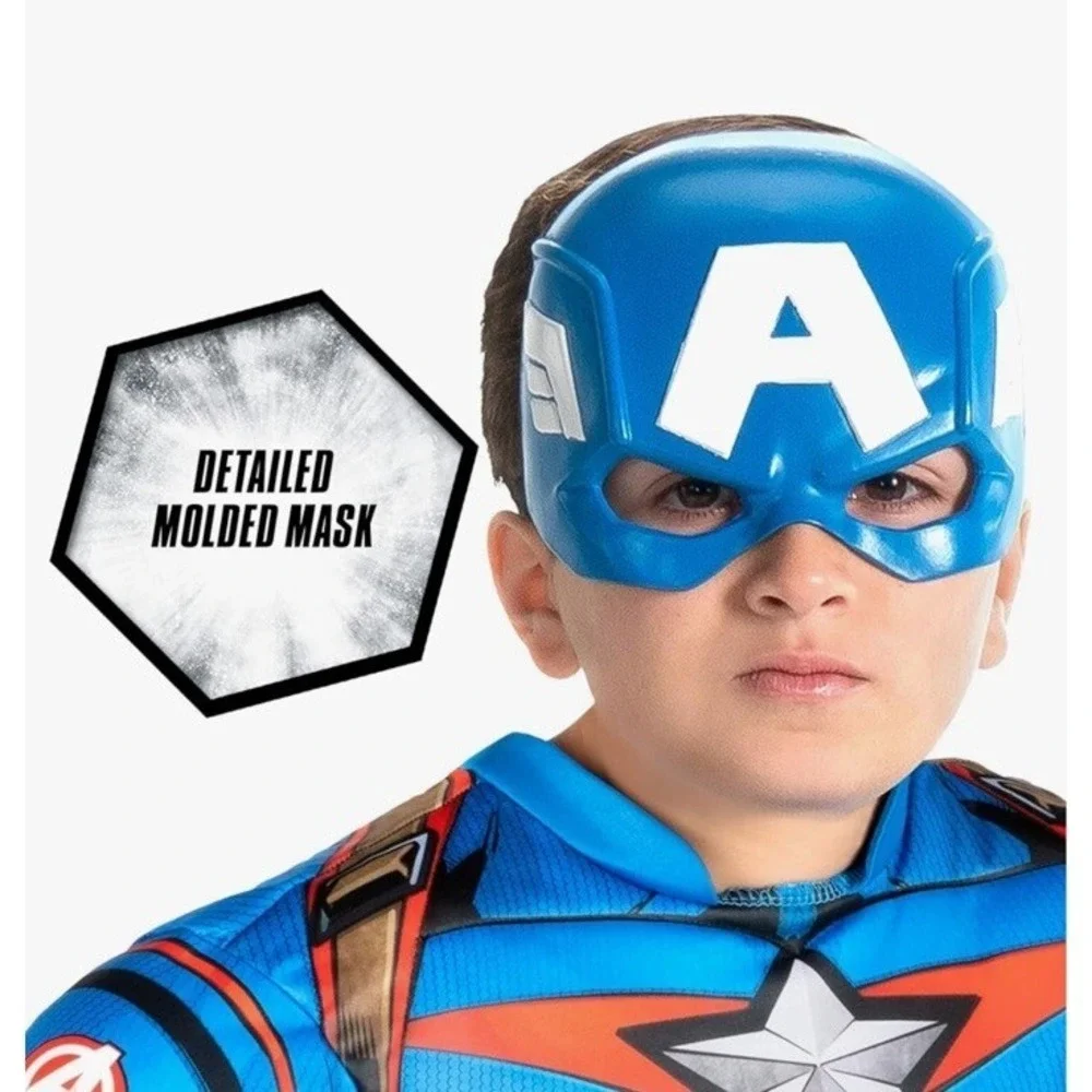 MARVEL Avengers Captain America Padded Jumpsuit Costume Cosplay Child M 8-10 NEW